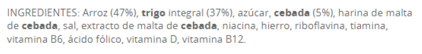 Ingredientes del alimento Cereales de desayuno Special K Classic - imagen - Badali