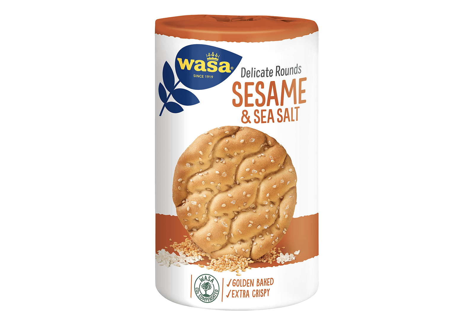 Alimento Runda sesam - Pequeños panes crujientes redondos de trigo con
semillas de sésamo tostadas y sal marina. - imagen