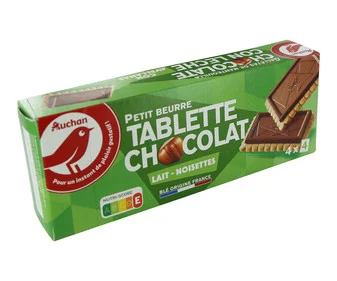 Alimento Galletas de mantequilla con tableta de chocolate con leche y avellanas - imagen