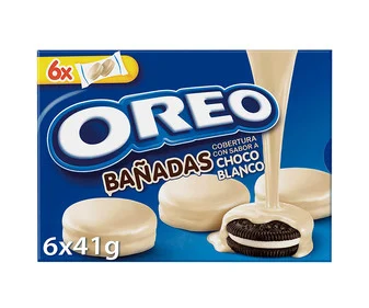 Alimento Galletas rellenas de crema de vainilla bañadas en chocolate blanco - imagen