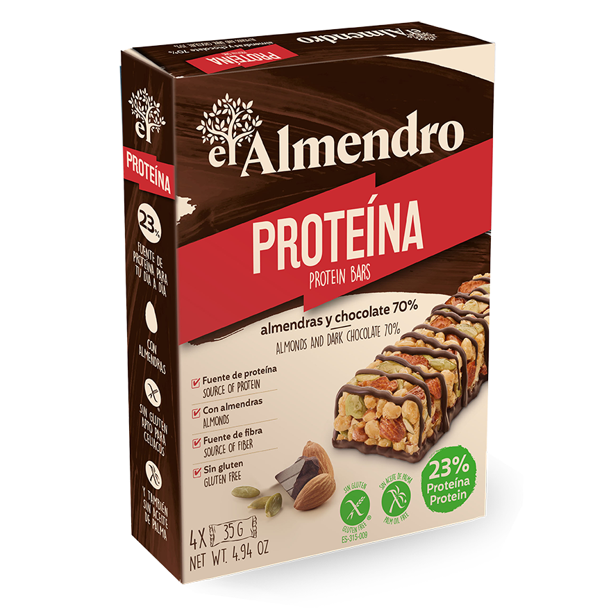 Alimento Barrita de almendra  con proteína y chocolate negro 70%.Sin gluten - imagen