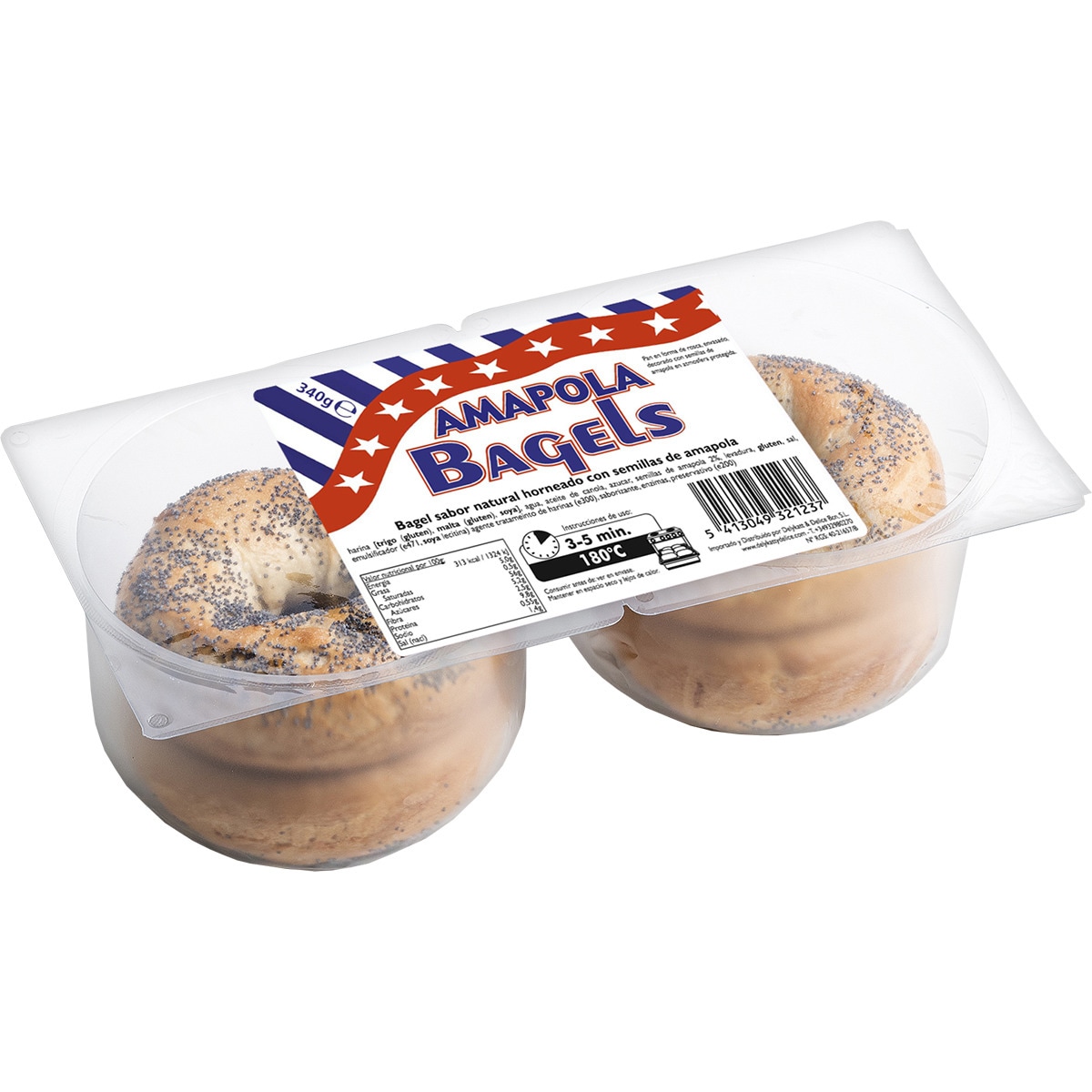 Alimento Bagel sabor natural horneado con semillas de amapola. - imagen