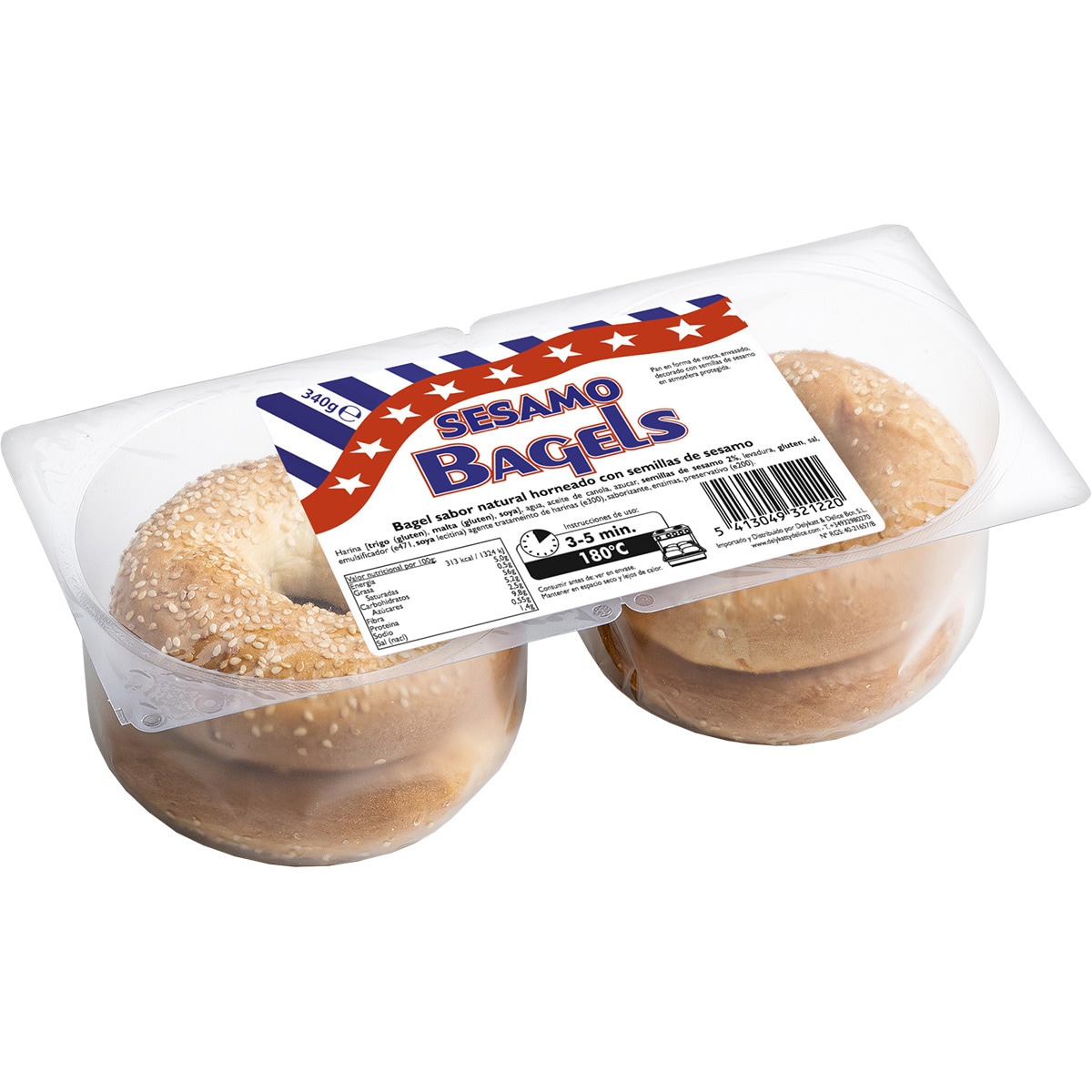 Alimento Bagel sabor natural horneado con semillas de sésamo. - imagen