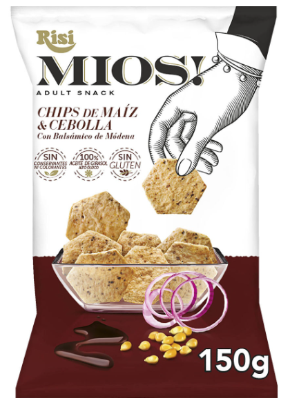 Alimento Aperitivo de chips de maíz frito y cebolla con balsámico de Módena - imagen