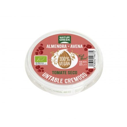 Alimento Untable fresco ecológico de almendras y avena con tomate seco. - imagen