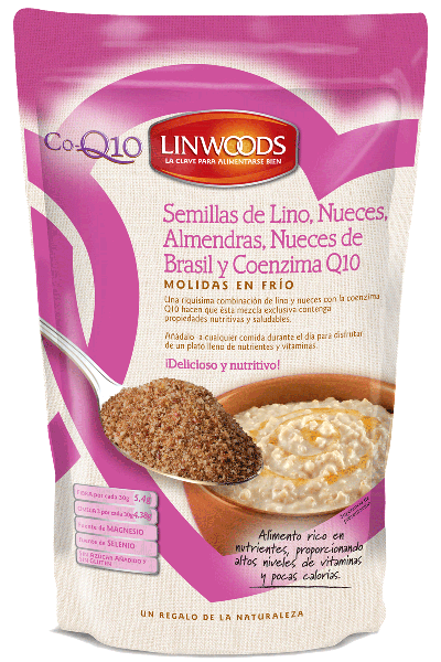 Alimento Semillas de lino, nueces, almendras, nueces de Brasil y coenzima Q10 molidas - imagen