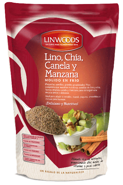 Alimento Semillas de lino y chía con manzana y canela molidas - imagen