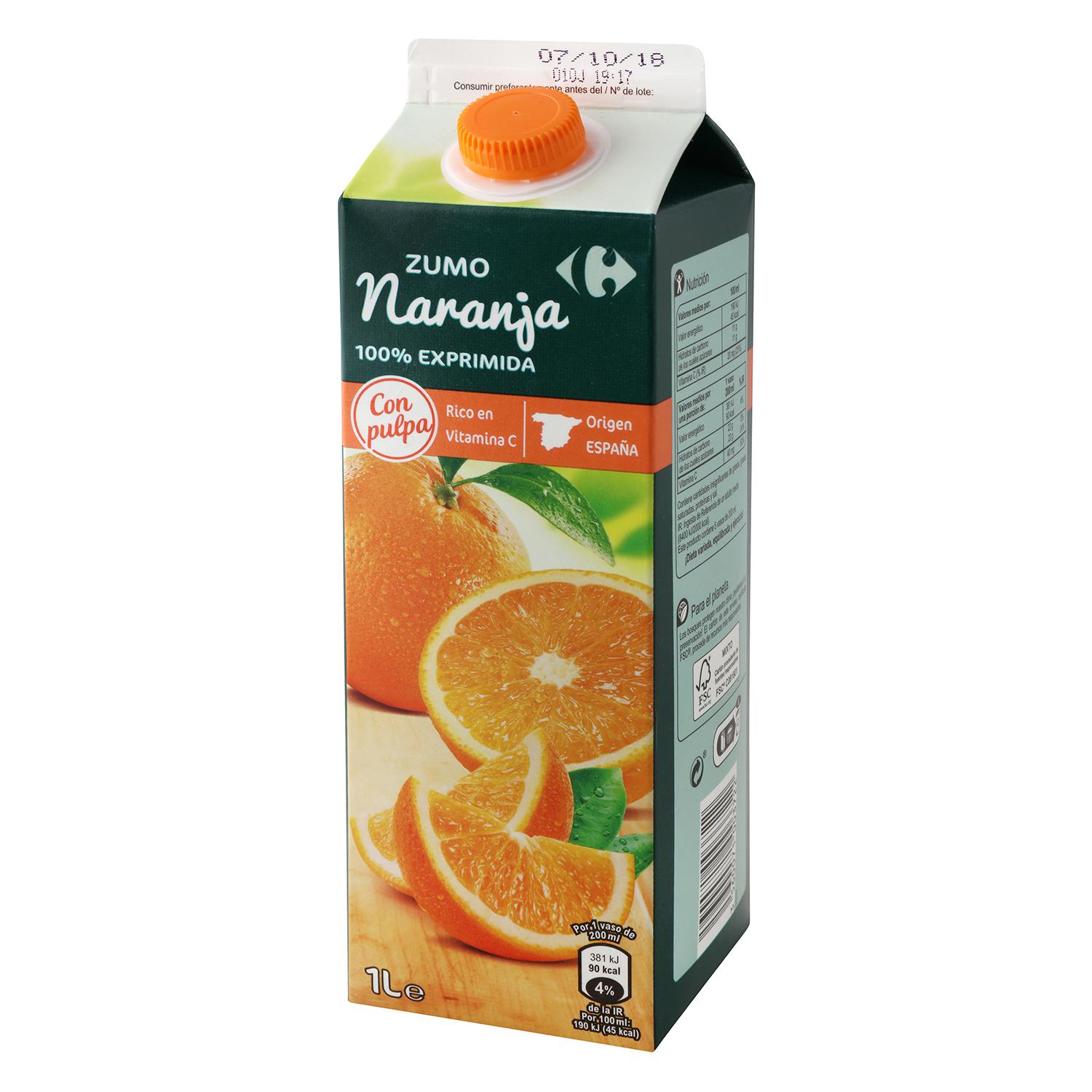Alimento Zumo de naranja Carrefour con pulpa brik 1 l. - imagen