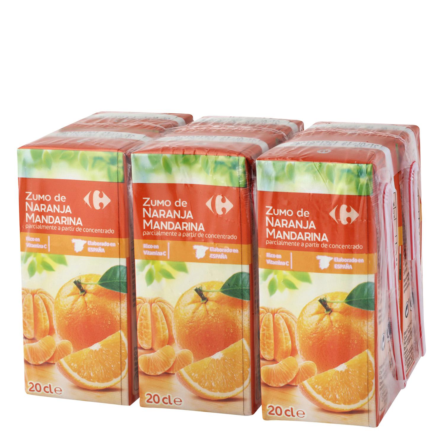 Alimento Zumo de naranja y mandarina Carrefour pack de 6 briksde 20 cl. - imagen