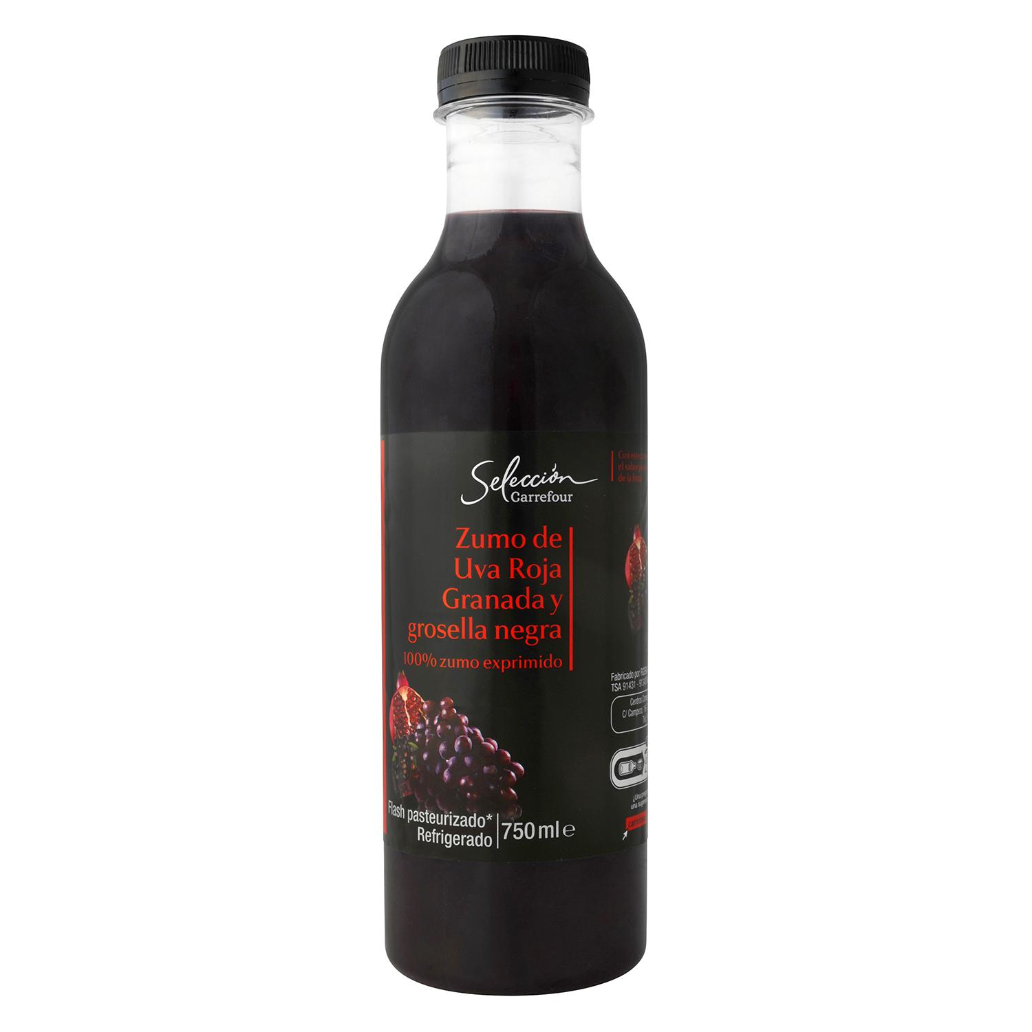 Alimento Zumo de uva roja, granada y grosella CarrefourSelección exprimido botella75 cl. - imagen
