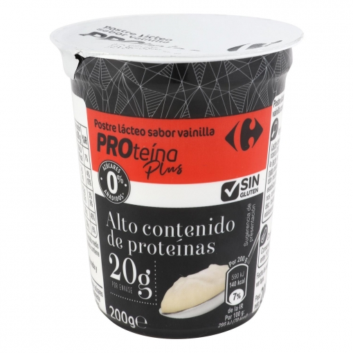 Alimento Postre lácteo sabor vainilla proteína plus, 0% azúcares añadidos, sin gluten. - imagen