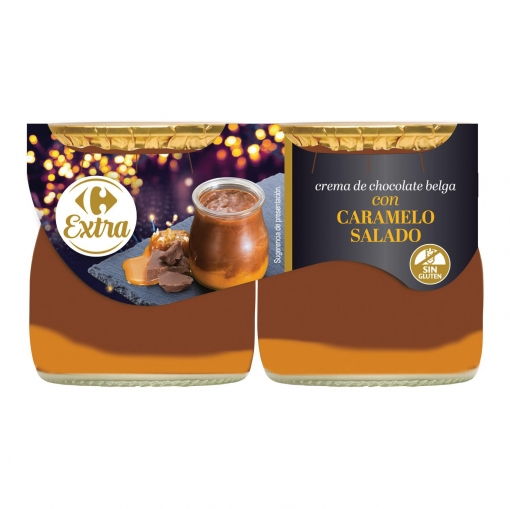 Alimento Postre de crema de chocolate belga con caramelo salado, sin gluten - imagen