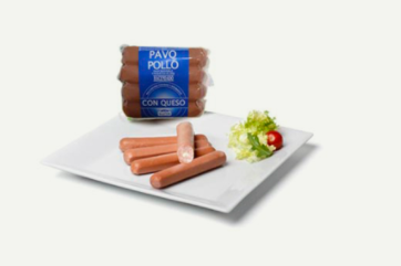 Alimento Salchichas de Pollo y Pavo con Queso cocidas y ahumadas con Queso - imagen