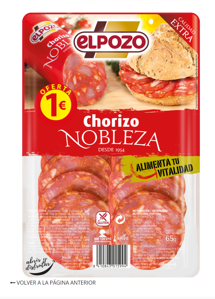 Alimento CHORIZO NOBLEZA EXTRA – LONCHAS - imagen