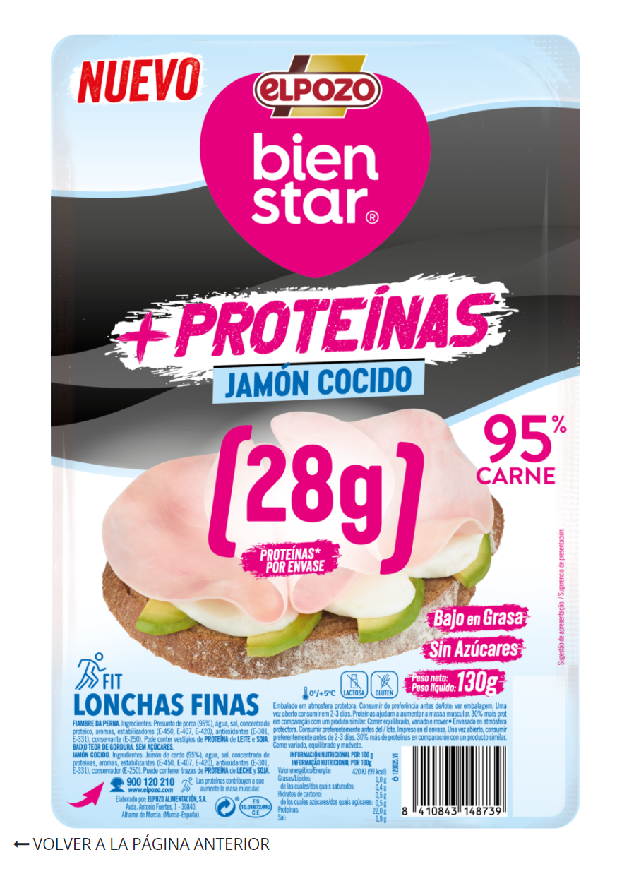 Alimento Jamón Cocido + Proteínas - imagen