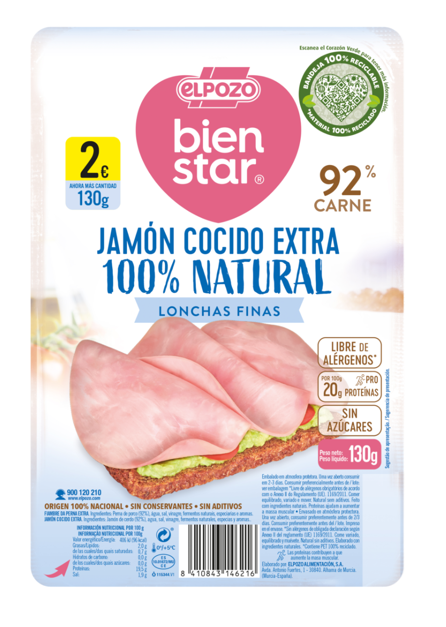 Alimento JAMÓN COCIDO EXTRA 100% NATURAL - imagen