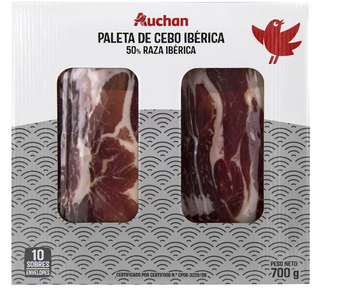 Alimento Paleta de cebo ibérico, maletín con 10 sobres de 70 g. de  (50% raza ibérica) - imagen