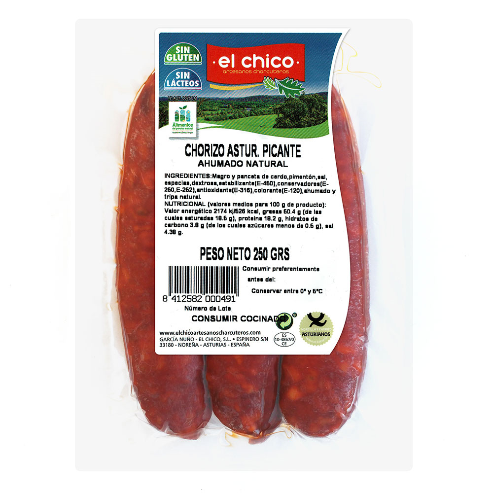 Alimento Chorizo Asturiano picante ahumado - imagen