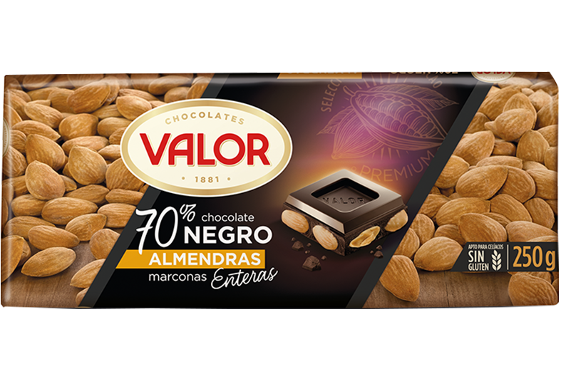 Alimento Chocolate negro 70% con almendras - imagen