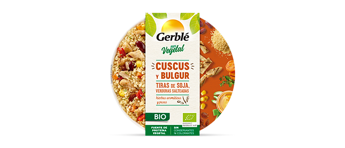 Alimento Bowl de bulgur y cuscús con tiras de soja,verduras y especias - imagen