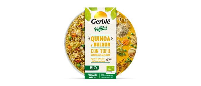 Alimento Bowl de quinoa y bulgur con tofu, verduras y aliño de cúrcuma - imagen