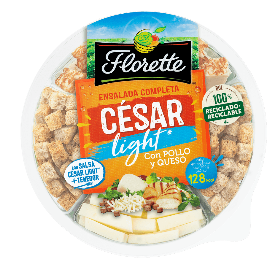 Alimento Ensalada completa césar light, con picatostes integrales, queso cheddar light y pollo - imagen